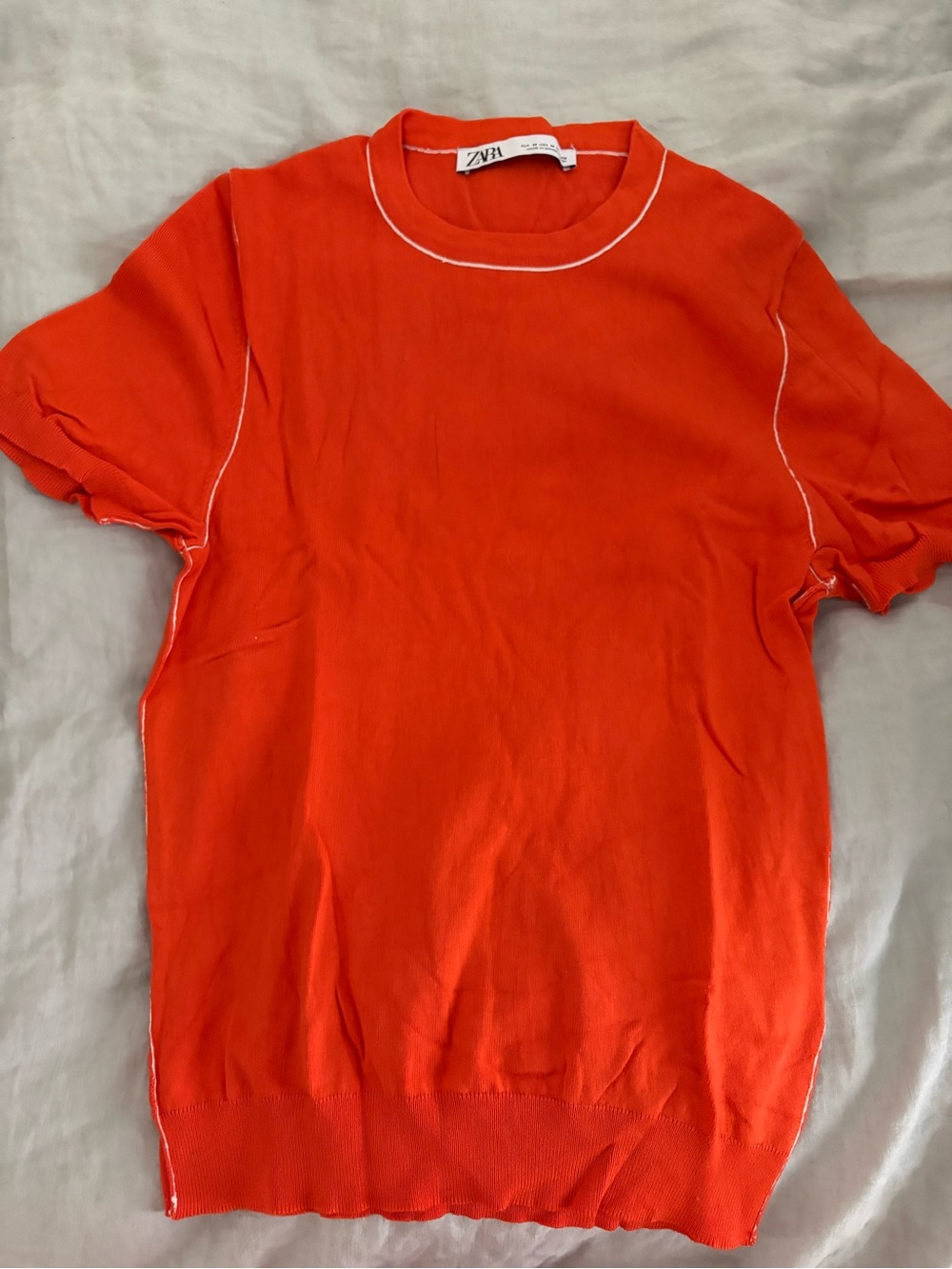 Zara Bright Orange Short-Sleeve Knit Tee